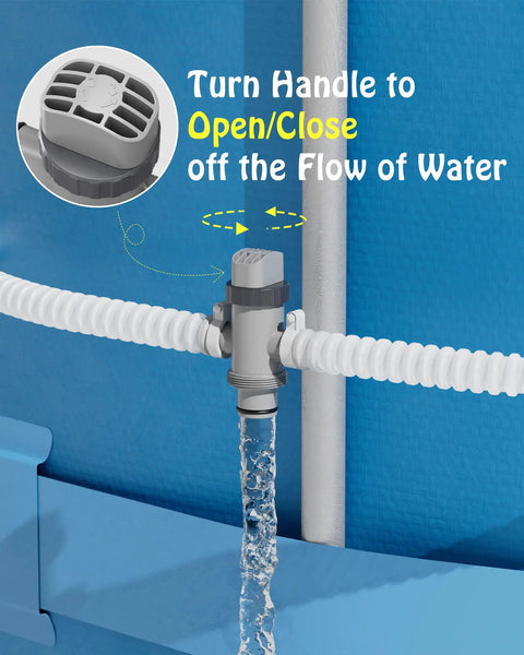 Dual Split Hose Plunger Valve For Intex Pool Systems No Fuss Flow Control Reduces Pump Suction Vacuum Ready Opens And Closes Water To Filtration Installation Kit With O Rings, installed on pool hose