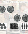 Image showing 4 Pack 5 Inch TPU Shopping Cart Wheels Replacement With Screws For Five Sixteenth Inch Bore, highlighting easy installation and smooth running.