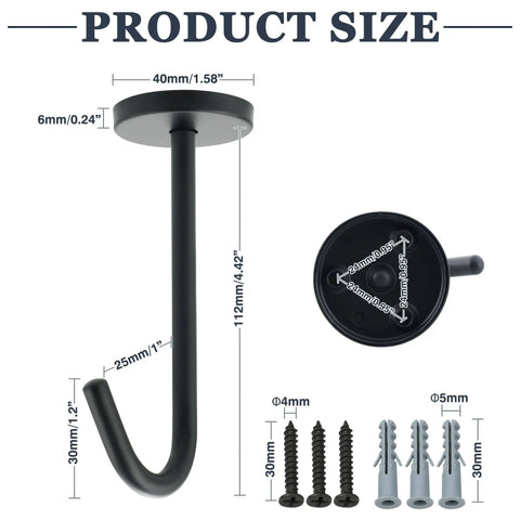 Five Pack Ceiling Hooks For Hanging Plants 110mm Stainless Steel Indoor Plant Hangers Black Matte Rust Resistant Durable Plant Brackets