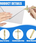Hands using Six Piece Sword Letter Opener Set With Metal Mail Openers And Ergonomic Handles, showing gold opener in action