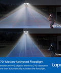 2K QHD Outdoor Floodlight Security Camera With Dimmable 2800 Lumen Floodlight showing 270° motion activation at night
