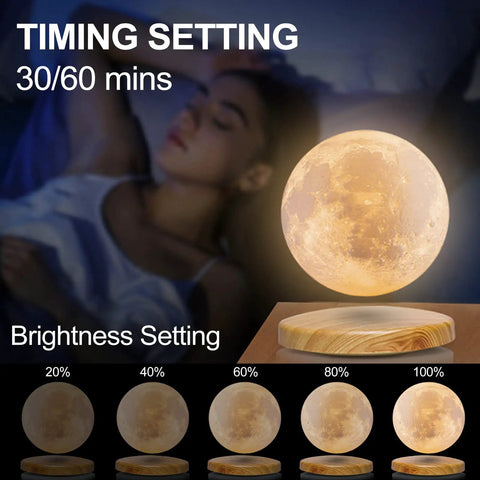 Lit Levitating Moon Lamp With 18 Color Modes And Remote Control Magnetic Levitation Floating Moon Night Light 5.9 Inch Safe PLA Material