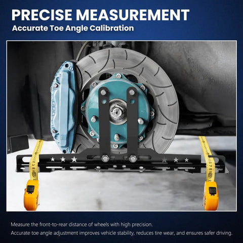 Lock That Factory Straight Look With This Pretty Solid Knock Down Wheel Alignment Kit Featuring Removable Toe Plates Center Bar And Dual Measuring Tapes For No Sweat Front End Camber Adjustments In Matte Black