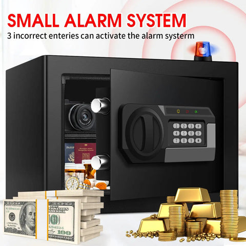 1.2 Cubic Feet Small Fire Safe Box For Home With Fireproof Build Digital Keypad Lock Spare Keys Removable Shelf shown open