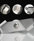 Close-up of Advanced Series 48 And 64 Oz Food Blender blade in silver showcasing stainless steel bearings and design details