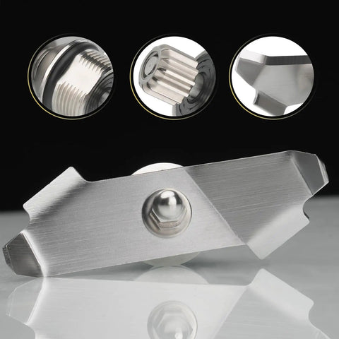 Close-up of Advanced Series 48 And 64 Oz Food Blender blade in silver showcasing stainless steel bearings and design details