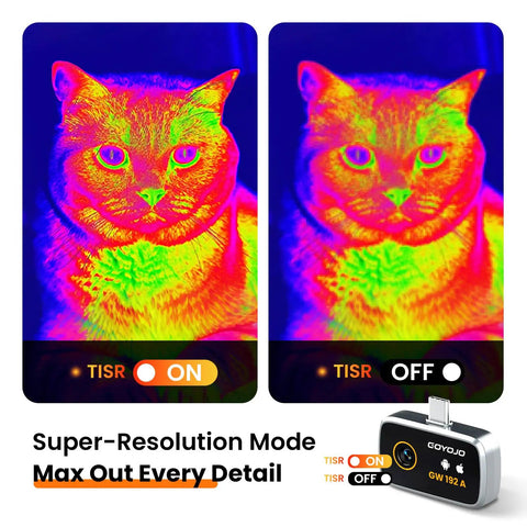 Turn Your Smartphone Into A 192x192 Thermal Imager With USB C Plug And Play For Android And iPhone, thermal image of a cat