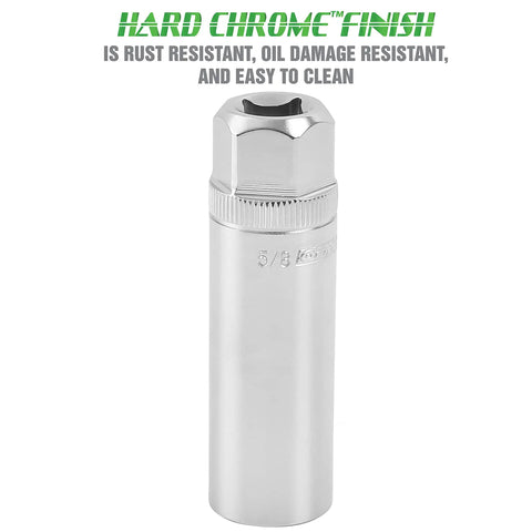 Magnetic Five Eighths Spark Plug Socket For Three Eighths Inch Drive Engine Tune Up Tool Oil Resistant Chrome Finish S2 Alloy Steel