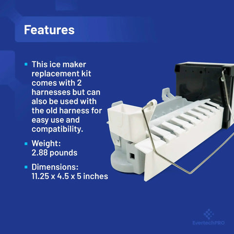 Replacement Icemaker For Frigidaire Refrigerator Models 218226700 218699501 218713500 240352401 features overview