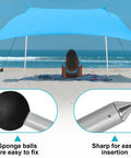 6.56ft Foldable Beach Tent Poles Replacement For Grande Canopy with sand anchor, supporting a blue canopy at the beach.