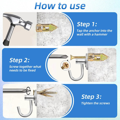 180 Piece Self Drilling Drywall Anchors Kit With 90 Metal Winged Zinc Plated Anchors And 90 Screws for mounting steps