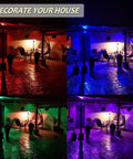 RGB LED Flood Lights 50W Outdoor Super Bright Spotlight With 16 Colors Remote Control Floodlight illuminating patio