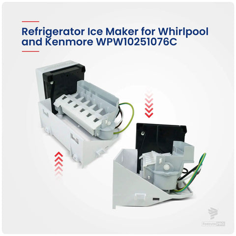 Icemaker Replacement For Whirlpool Refrigerator No Fuss DIY Friendly Easy Install Compatible With WPW10251076 1871559 AH2579400 EA2579400 PS2579400 OEM Style Part Durable USA Based Support