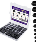 150 Piece Flexible Rubber Hole Plugs Kit In 9 Sizes For Round Holes, snap locking silicone plugs with storage box, ideal for various sealing needs.
