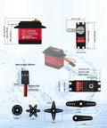 Image of 4 Pack 20Kg Digital RC Servo DS3218 Full Metal Gear Waterproof High Torque Beefy Servo with dimensions and parts included