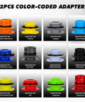 No Spill 20 Piece Engine Oil Funnel Kit with 12 color-coded adapters for various car brands