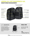 All Set Multisport Swim Backpack for Gym and Training 45L Large Capacity Rucksack with labeled pockets and Aquabreathe system