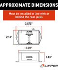 Diagram showing dimensions of Hall Effect Ground Control 3 Point 0 Replacement Auto Level Remote Rear Sensor with installation instructions.