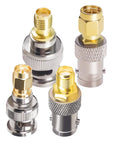 SMA to BNC Connector Kit 8 Piece Set Copper Gold Plated Coaxial Adapters for 50 Ohm Systems Includes Male and Female Connectors