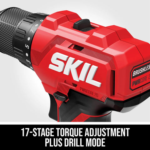 Heavy Duty 20V Brushless Drill And Impact Driver Combo Kit With 2.0Ah Battery Charger No Nonsense Cordless Power Tools For Real Work Or Weekend Warrior Projects with 17-stage torque adjustment.