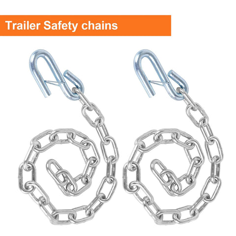 2 Pack 3 By 16 Inch Grade 30 Steel Boat Trailer Safety Chain With Spring Clip Hooks Universal Fit S Hook Working Load Limit 3,500 Lbs Per Chain Ideal For Secure Towing And Trailer Safety