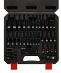 Open case of 55 Piece Magnetic Nut Driver Set For Impact Drill Deep And Shallow SAE And Metric Includes Screwdriver Bits