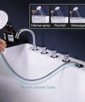 5 Hole Deck Mount Tub Faucet Chrome With Hand Shower Brass Roman Tub Filler Set 3 Handle High Flow Bathtub Faucet With Sprayer