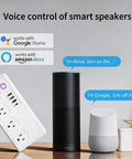 Slick WiFi Smart Power Strip With Eight Plug And Play Outlets Delivering Solid Surge Protection Alongside Pd 20W USB C Fast Charging That Plays Nice With Alexa Or Google For Hassle Free Home Setup with smart speakers.