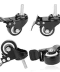 2 Inch Stem Casters With Dual Locking Brakes Heavy Duty No Noise Swivel Caster Wheels Rubber For Carts Furniture Dollies