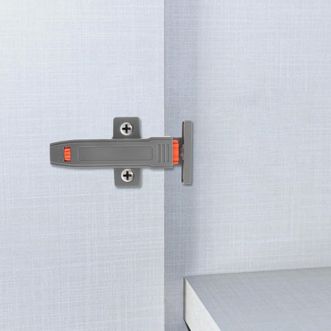 Heavy Duty Cabinet Door Push Latch 2 Pack on cabinet, showing adjustable rebound tension and secure installation on POM material