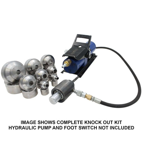 Complete knockout kit with dies, excluding hydraulic pump, for Tube Dimple Die Set Medium for Off Road Fabrication.