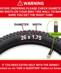 Two Pack 26 Inch Bicycle Tubes With 32mm Schrader Valve Fits 26x1.75 Through 2.125 Tire Sizes Compatible With Road MTB And City Bikes Easy Install Reliable Rubber Tubes For Durable Everyday Rides warning check diameter and width