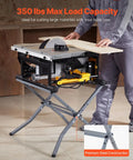 Heavy Duty Table Saw Stand With 350 Pound Load Capacity, showcasing premium steel construction and workspace usability.