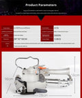 Portable Pneumatic Baler For Steel And Plastic Strapping Lightweight Warehouse Packing Machine With Kickass Alloy Durability and dimensions 28x16x18cm