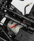 Beefy Steel Center Drive Shaft CVD 90 to 125mm fitted in a 1/10 RC crawler with visible suspension details