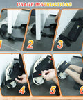 Steps showing setup of Nordic Hamstring Curl Strap with Adjustable Length and Oversized Foam Stopper for Home Gym Workouts.