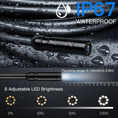 High Definition Endoscope Camera With Light 4.3 Inch LCD Screen IP67 Waterproof Borescope with adjustable LED brightness