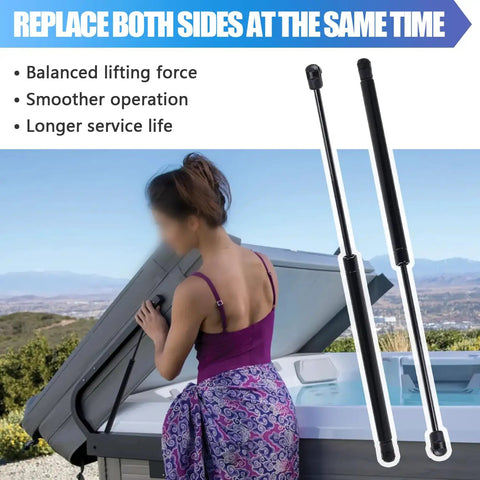 Pro Grade 20 Inch Gas Spring Cover Lifter Kit Offering Sixty Pound Drag For Spa Hot Tubs, smooth lifting at spa.