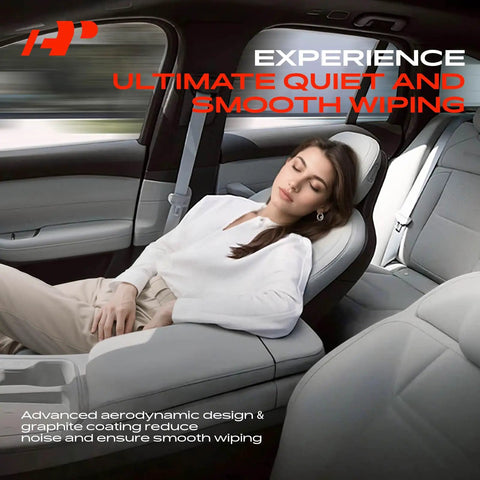 Top Tier 24 And 19 Inch Windshield Wiper Blades With Embedded Wear Indicator Plus Bonus Cleaning Towel Game Changing Grip For Daily Drivers Seeking Straight Up Clear Sight On Any Commute in a car interior with a relaxed passenger.