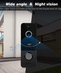 Wireless Video Doorbell With Chime 1080P HD Camera shown with 170 Degree Wide Angle and Night Vision feature at modern house entrance