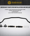 Dasbecan 927-100 front stabilizer bar link kit in black, includes sway bar, 2 end links, 2 brackets, mounting hardware