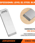 Premium O1 Tool Steel Replacement Blade For Low Angle Block Planer And Number 102 Wood Model with HRC 60 to 64 hardness showing sharp edge.