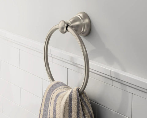 Banbury 3 Piece Bath Accessory Kit In Brushed Nickel Comes With 24 Inch Towel Bar Pivoting Toilet Paper Holder And Towel Ring