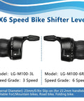 3x6 Speed Bicycle Shifter Levers Set, Left 3-Speed LG-M100-3L, Right 6-Speed LG-M100-6R for MTB, Road, Folding Bikes
