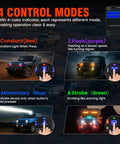 Image showing 4 control modes of 8 Gang Bluetooth RGB Switch Panel with Toggle Momentary Flash Strobe and Memory Function.