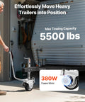 VEVOR Electric Trailer Dolly 5500 Lb Towing Capacity 380W Copper Motorized Jockey Wheel with adjustable clamp height.