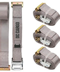 Beefy 2 Inch By 16 Foot Cam Buckle Tie Down Straps, 3000 Lbs Break Strength, 1000 Lbs Safe Working Load, 4 Pack Grey, E Track