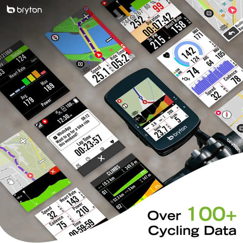 Screens of Rider S510 GPS Bike Computer With A Two Point Eight Inch Color Touchscreen Offline USA Maps Crisp Turn By Turn Navigation