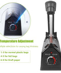 Front view of black 8 Inch Impulse Heat Sealer Manual Poly Bag Sealing Machine Quick Seal For Plastic Bags PE And PP