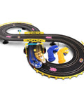 Sonic And Tails RC Slot Car Set On Figure Eight Track With Working Lights, Lap Counter, Two Cars And Controllers Visible